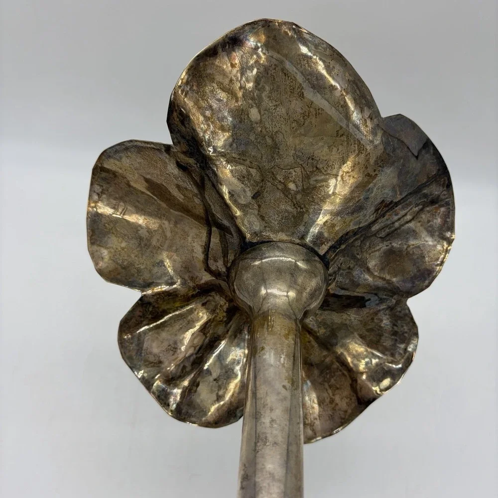 Vtg Silverplate Lotus Flower Candleholder/Vase 15